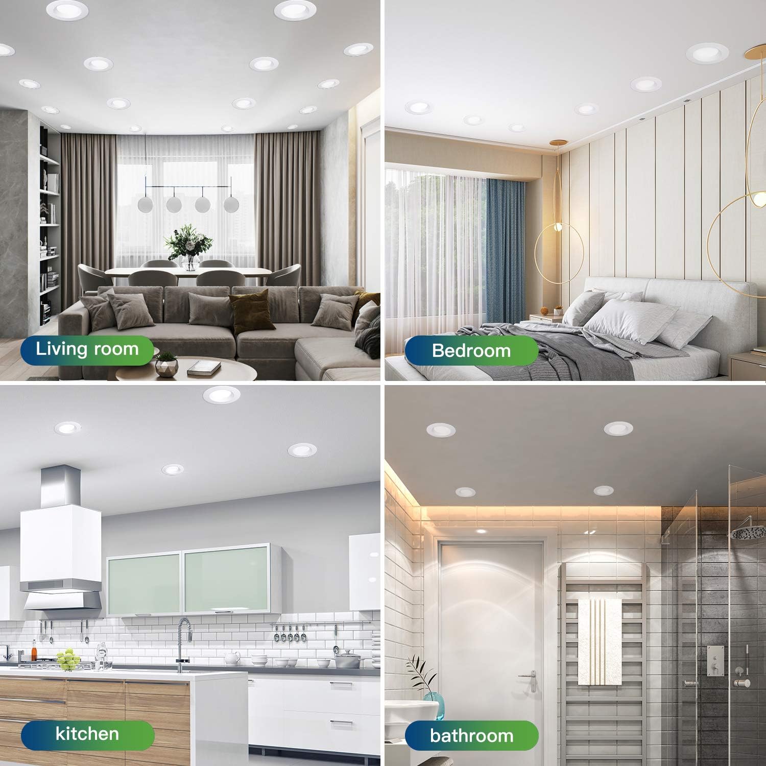 Holiday Deals 🛒 FREELICHT 10 Pack 5/6 Inch Slim LED Downlight with Junction Box, 15W=110W, 1200 LM, Dimmable, 5000K Daylight Recessed Lighting, Simple Retrofit Installation - ETL