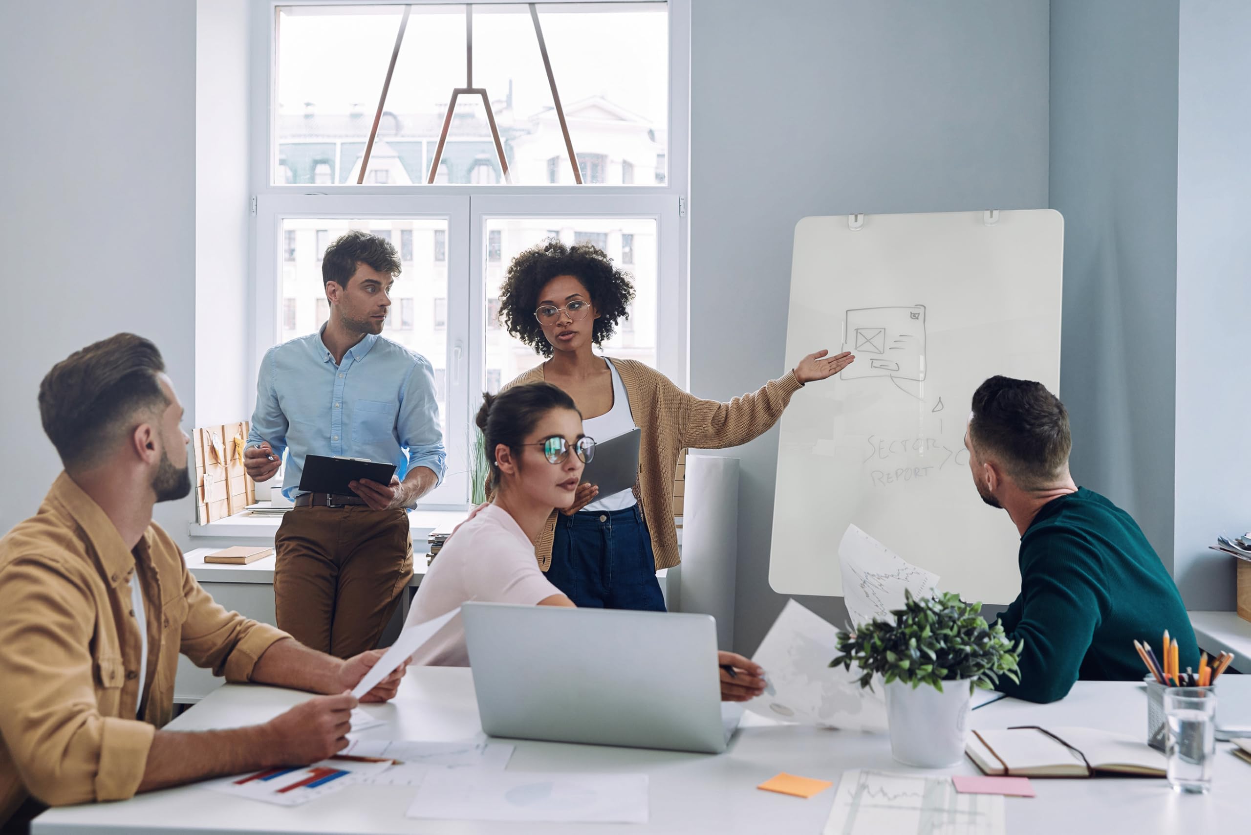 Bi-Office Business Lavagna in vetro con cavalletto Cellulare e lavagna flipchart con ruote