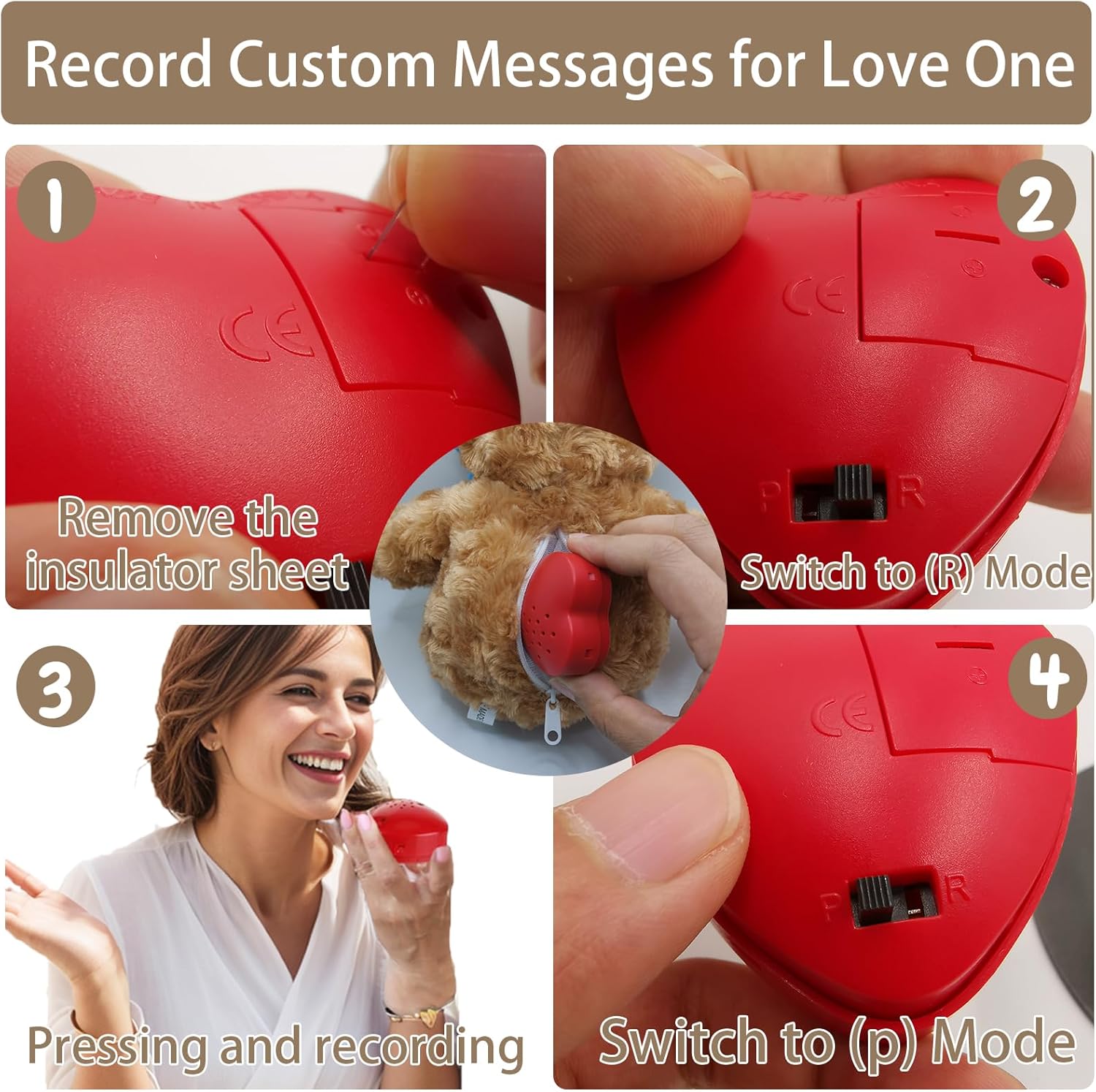 Personalized Teddy Bear with Voice Recording for Kids Adults, Personalized Gifts Bear with Bow Plush Toys with Text+Photo as Customized Gift for Valentines Christmas (11 inch-Text+Photo)