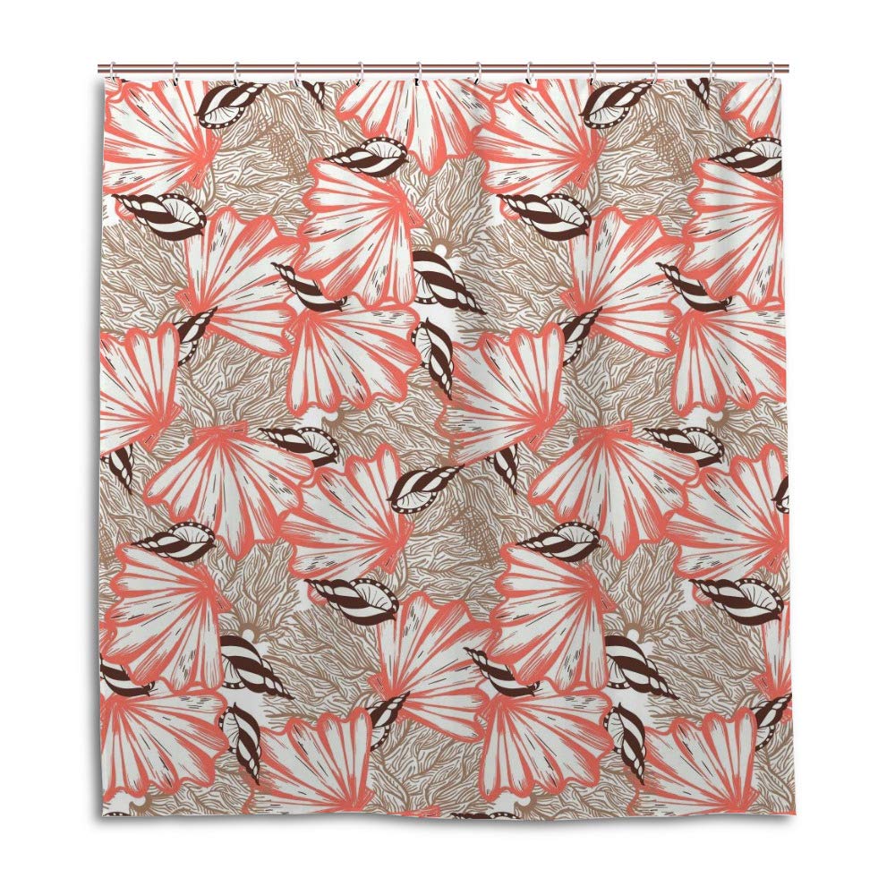 Rideau de douche tissu imperméable coloris corail pour moderniser une salle d'eau familiale