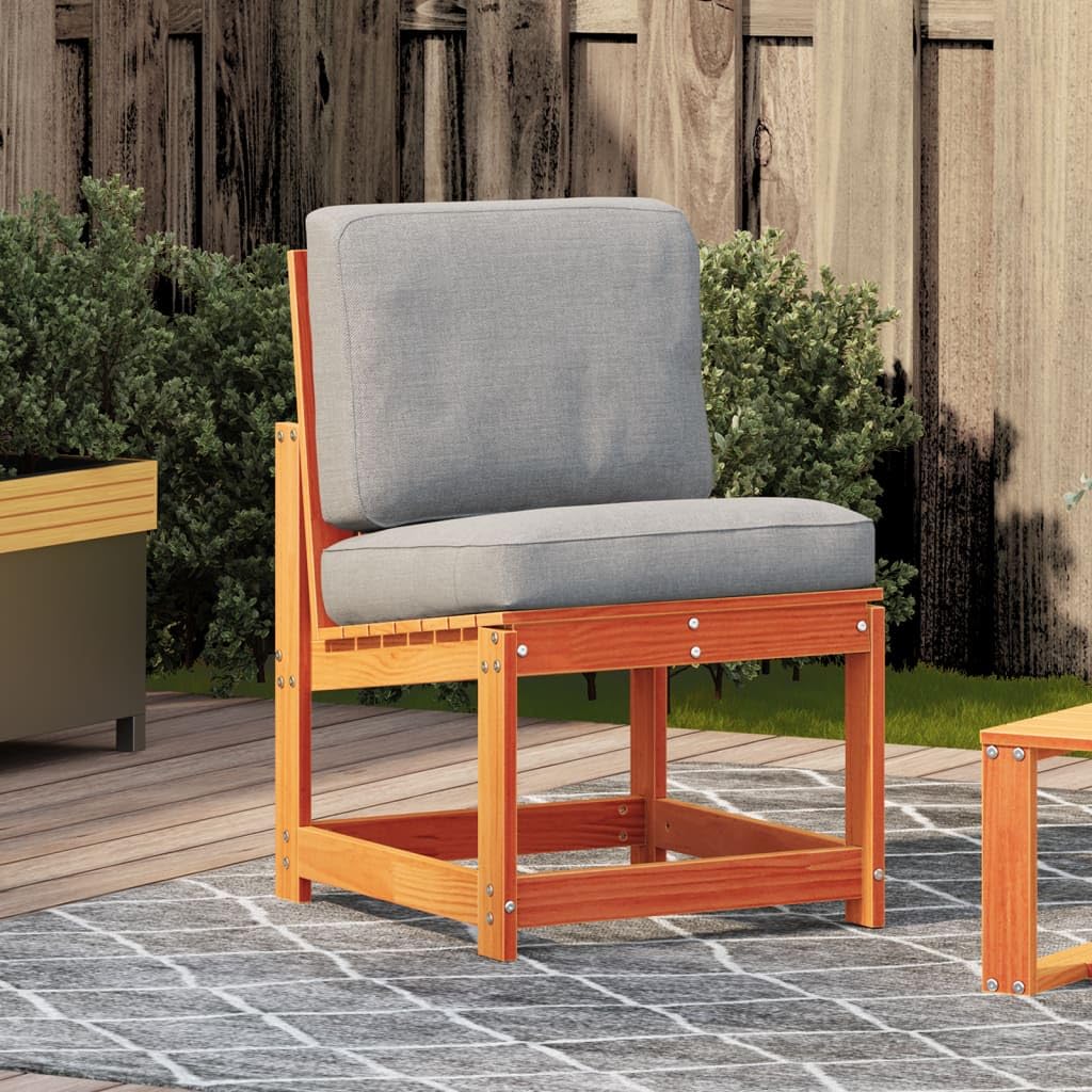 Silla de jardín marrón cera, 50,5 x 55 x 77 cm, madera maciza de pino, robusta pieza de mobiliario para exterior para patio y jardín, cómodo asiento para terraza
