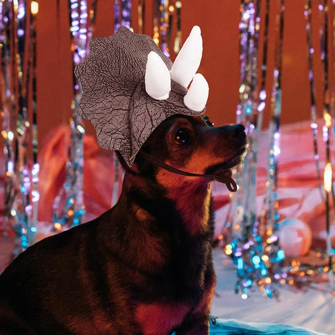 Sombrero de Dinosaurio Triceratops para Perro Ajustable Disfraz Halloween miniatura 9