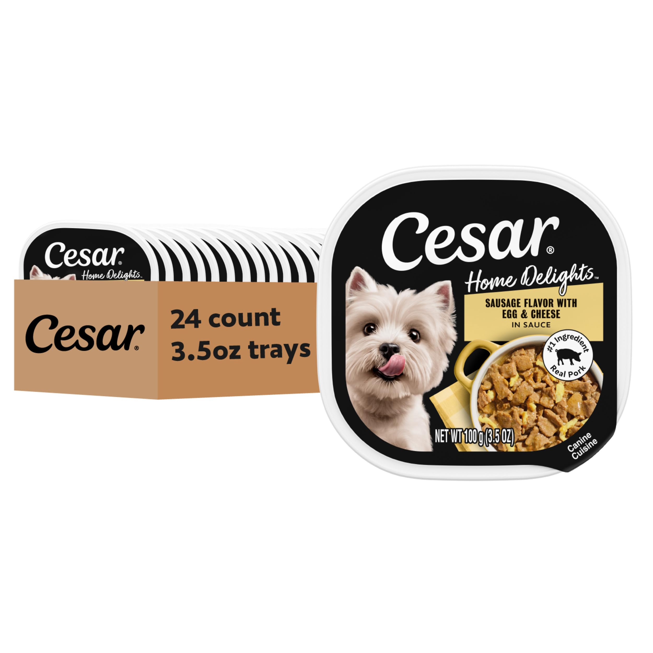 Cesar Home Delights Wet Dog Food, Sausage, Egg &amp; Cheese, 3.5 oz, 24 Count
