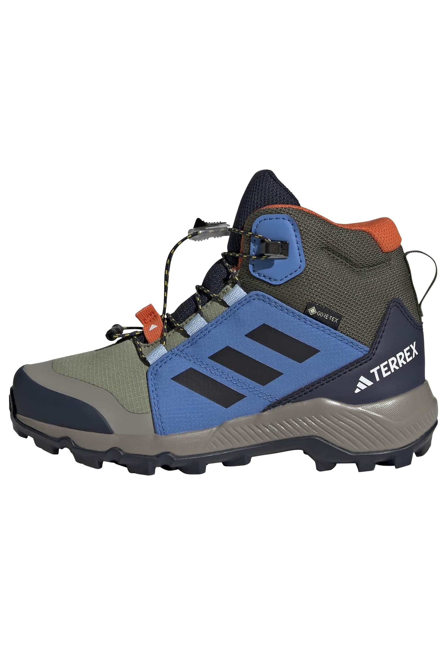 adidas Unisex Kinder Terrex Mid Gore-TEX Hiking Shoes Kids, Tent Green/core Black/ray Blue, 28 1/2 EU