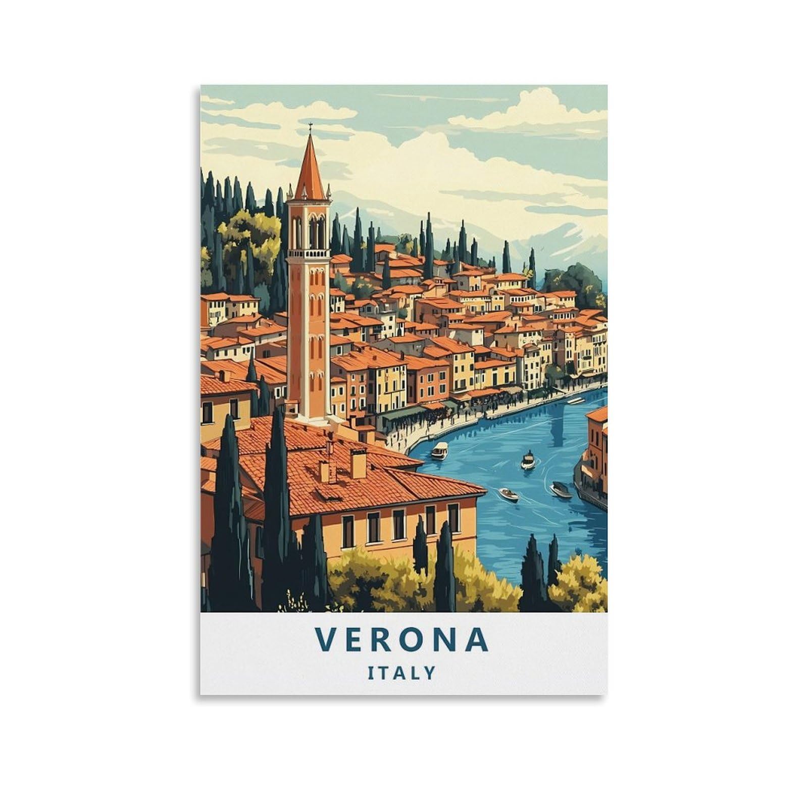 ouweri Verona Italy Vintage Travel Poster Art Print Wall Photo Paint Hanging Picture Family Bedroom Decor 08x12inch(20x30cm)