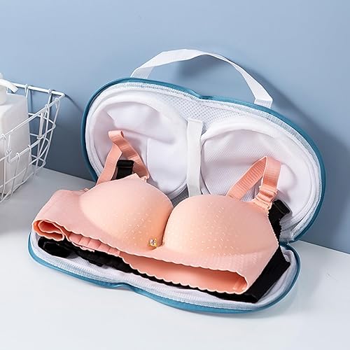 Miniatura 7 de Juego de 3 bolsas de lavado de brasier para ropa interior, ropa interior, conjunto de bolsas para lavadora con cremallera, color azul delicado