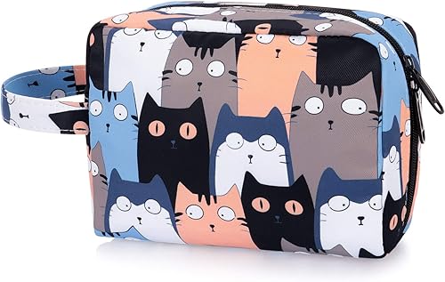 HUA ANGEL Bolsa de cosméticos de viaje, bolsa de maquillaje floral, pequeña bolsa organizadora portátil de maquillaje con cremallera para mujer,