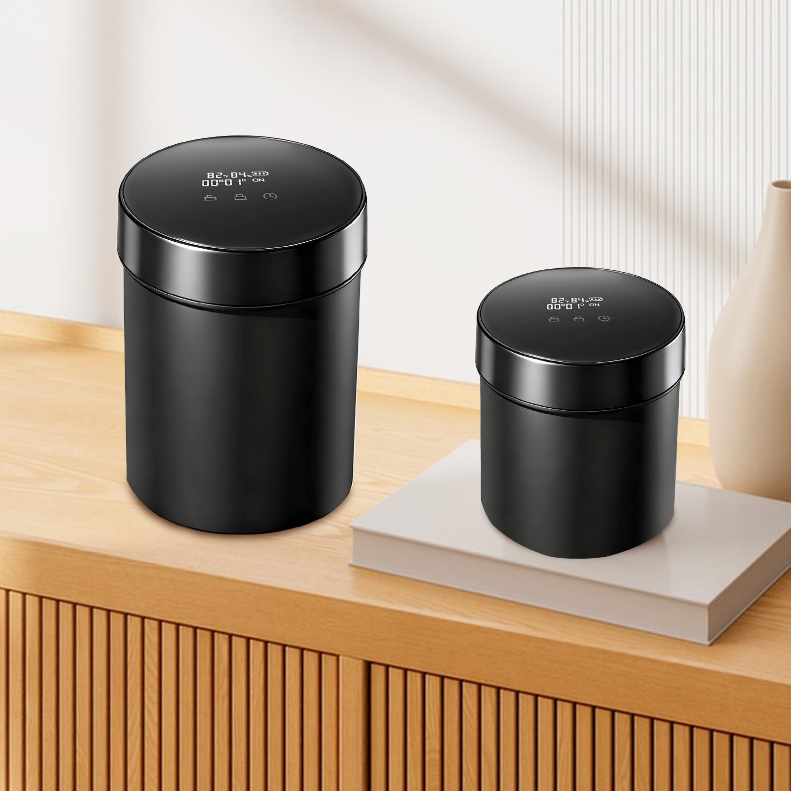 Smart Jar 1800ml 500ml Auto-Vakuum-Kaffeedose Ein-Klick Luftabsaugung Edelstahl für Kräuter, Pilze, Kaffee, Gewürze, Blumen, Luftdichte Aufbewahrung