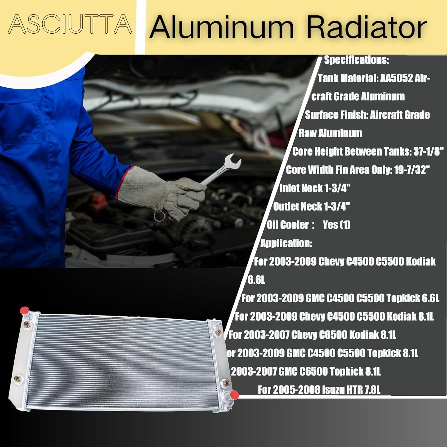 4 Row Core Radiator for 2003-2007 Chevy GMC C4500 C5500 C6500 Kodiak/Topkick Isuzu HTR Radiador Aluminum Radiators