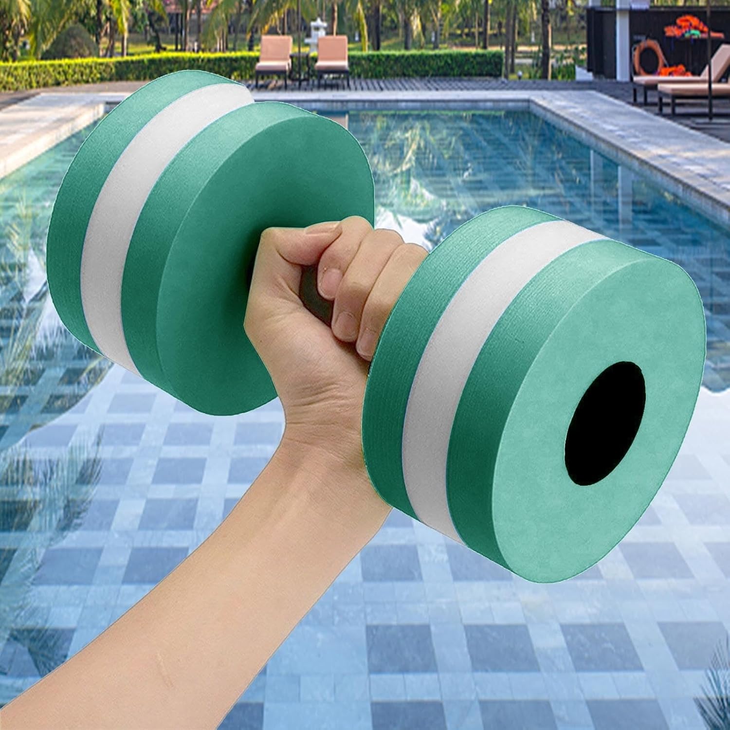 Fitness Dumbbell, 1 Pair Foam Heavy Resistance Barbells Pool Barbell Float Aqua Exercises Equipment Sports Aquatic Water Dumbbells for Water Aerobics/Pool Exercise Heavy Resistance