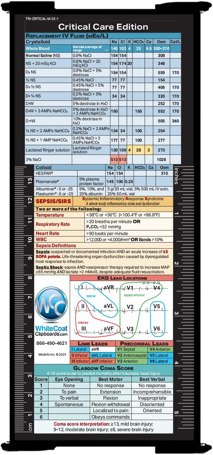 Whitecoat Clipboard® - Critical Care Edtion (Tri-Fold, Black)