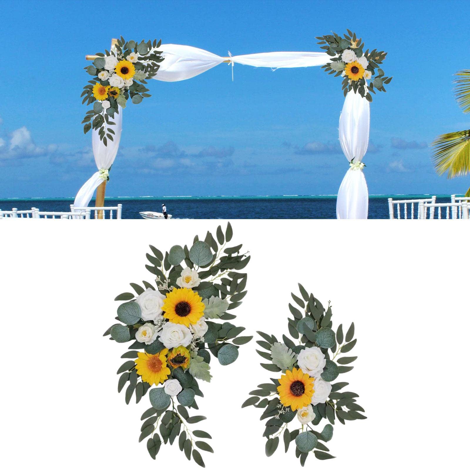 2 de Boda, Flores, Girasoles, Decoración, Estilo Rústico, para Puerta Trasera, Fiesta, Opción 3A