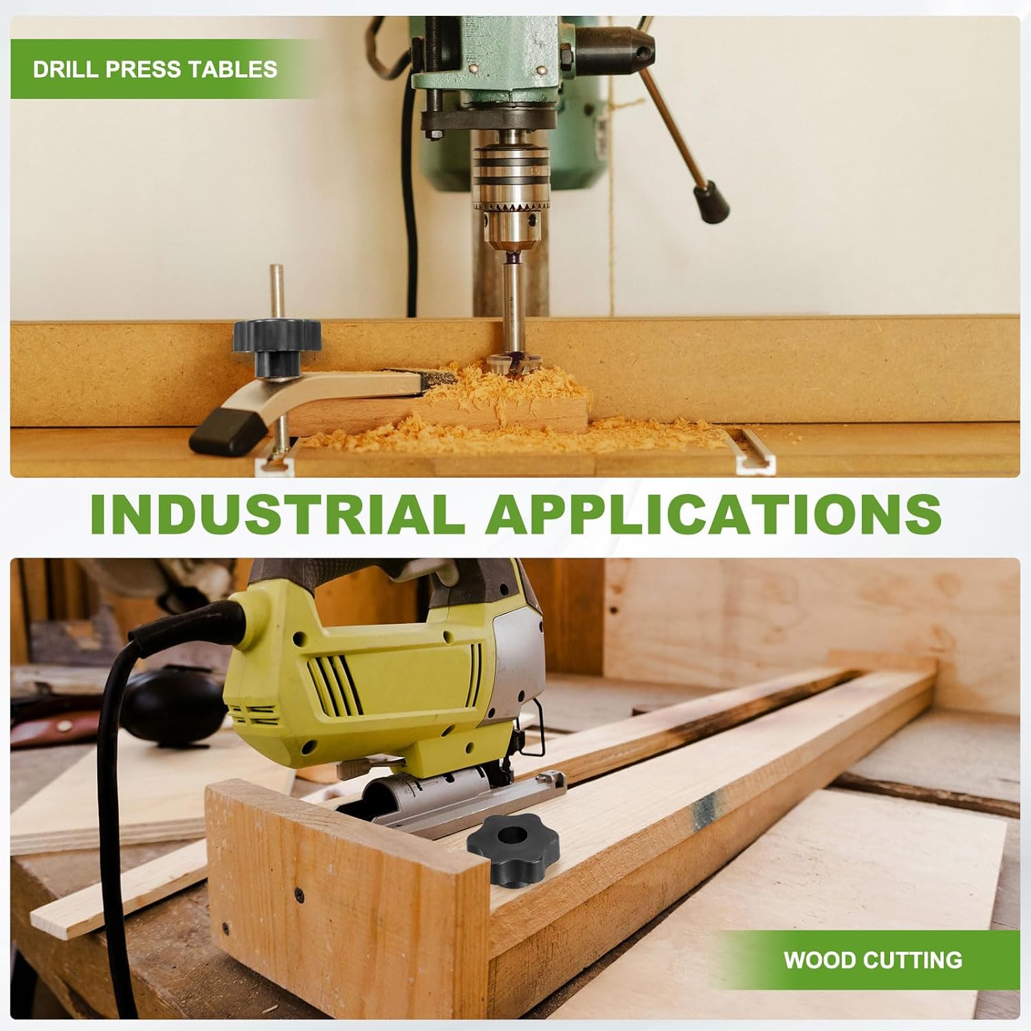 Clamping Nuts Knob Plastic Screw-On Copper Star Knobs Knurled M10 Female Threaded Hexagon Head, 1.5 Inch Head Diameter Fit for Lawn Mower Handle Machinery (30 Pack, Black)