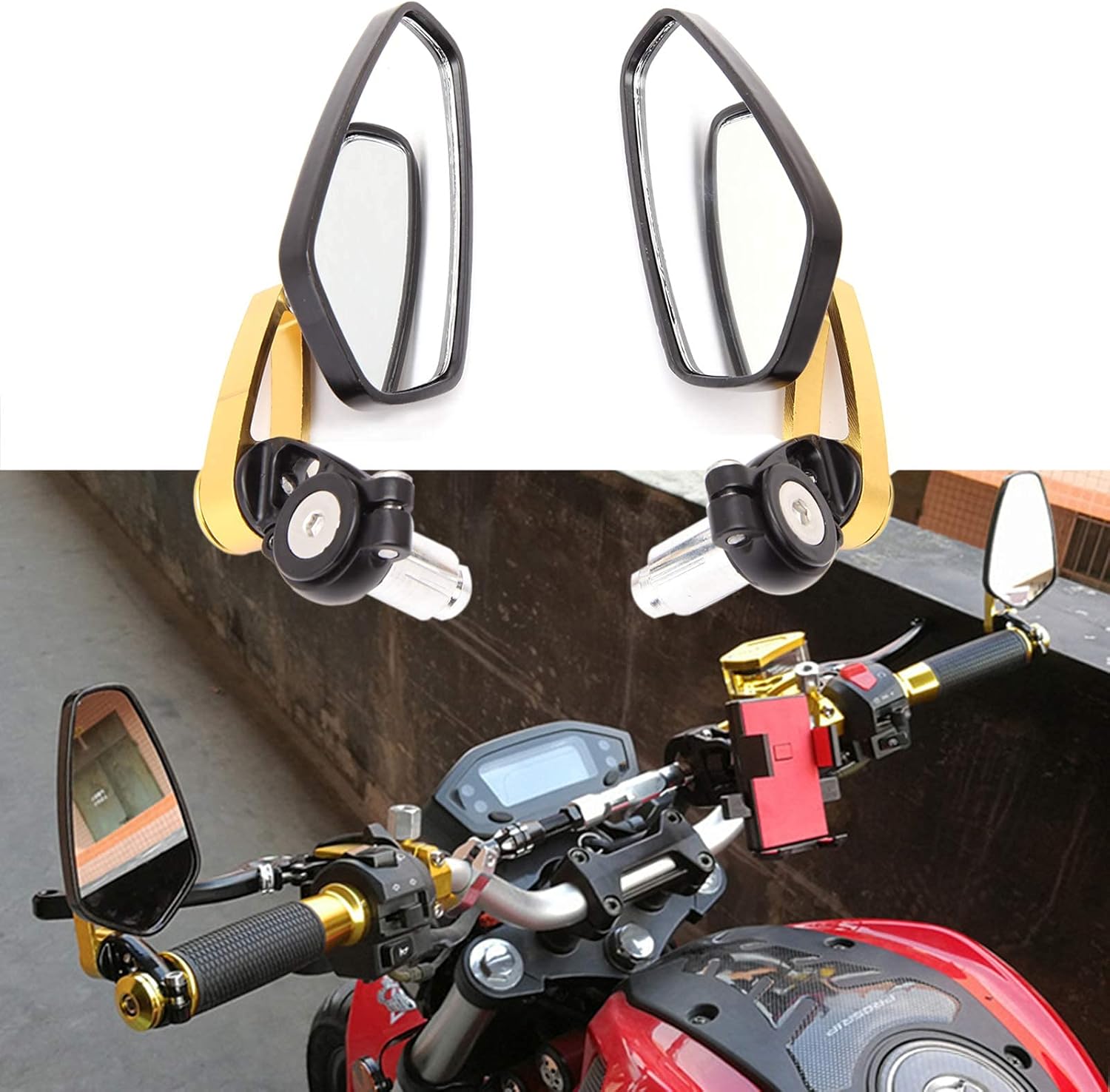 7/8 22mm Motorcycle Handlebar End Mirrors Oval CNC Billet Aluminum Side Rearview Mirrors for Honda Yamaha Suzuki Kawasaki