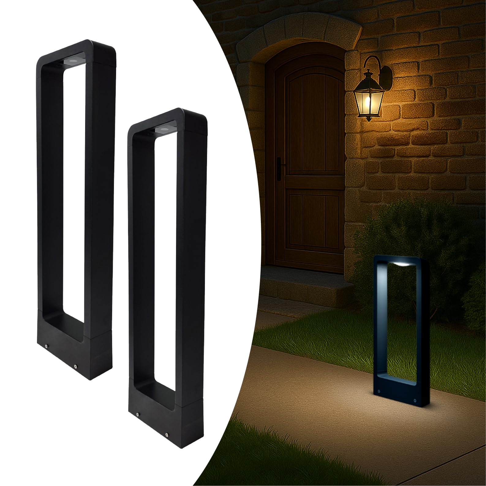LED ATOMANT 2x Baliza LED Jardin 7W Color Luz Fria 750lm IP67 Metal Negro | Color Blanco Frio 6500K