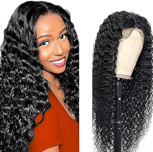 Zeslaerr Human Hair Wig 13x1 Glueless Lace Frontal Deep Wave Perücken Unprocesse