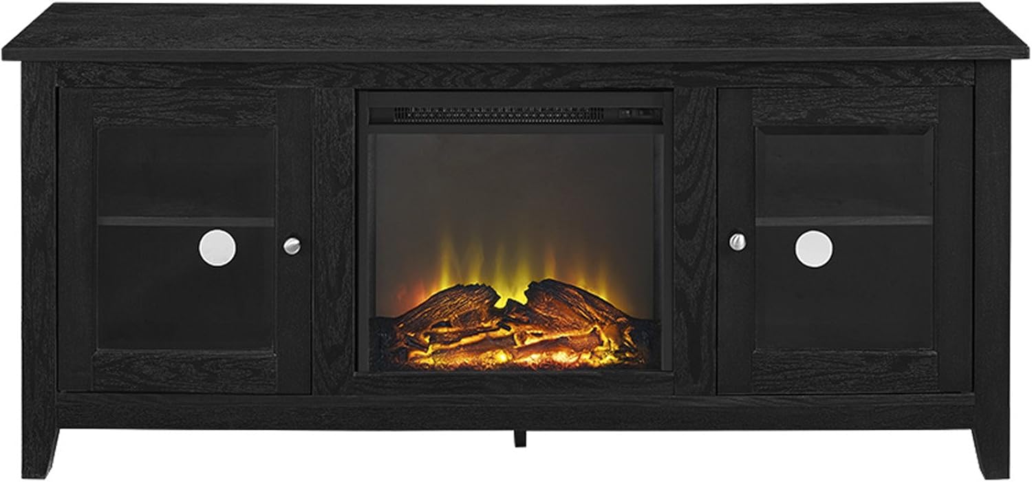 Walker Edison WE Furniture Traditional Wood Fireplace Stand for TV's up to 64" Living Room Storage, 58", Black, 24 Inches Tall, Model:AZ58FP4DWBL : Home & Kitchen