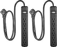 Vista 1 de GE - Barra multicontacto color blanco, 6 enchufes de protección contra sobretensiones, cable de extensión de 2.4 m, tira de alimentación, 800