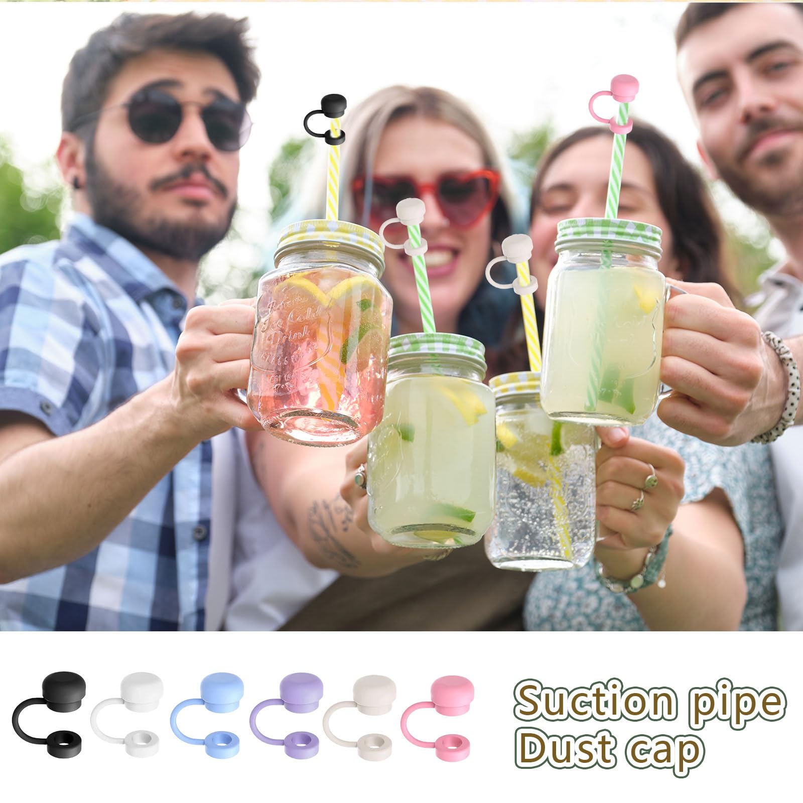 Generic Lot De 6 Couvercles De Paille En Silicone Pour Paille