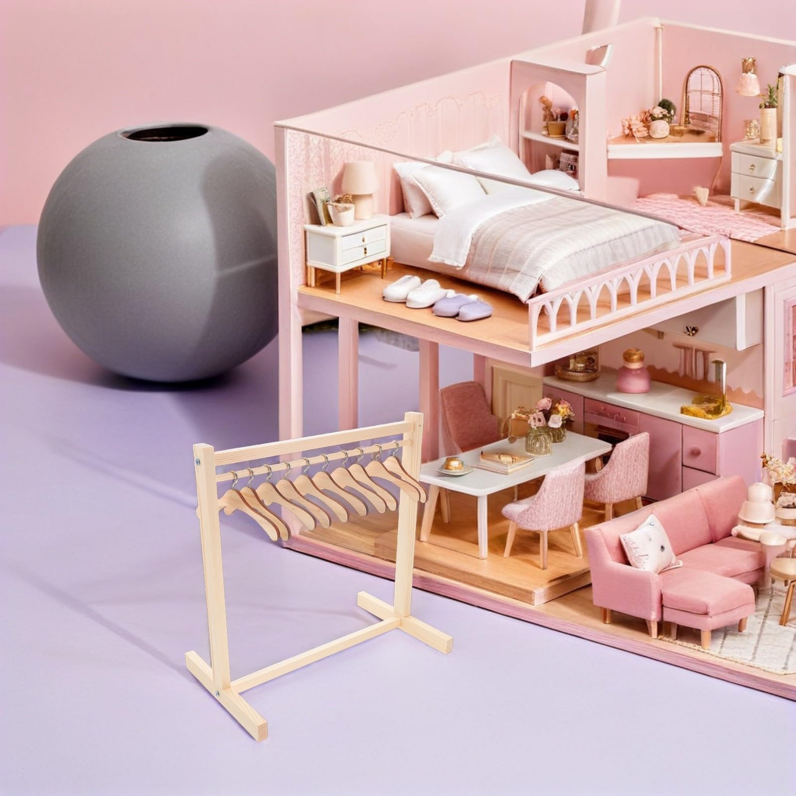 Alasum Grucce in Legno per Collezione e Esposizione Abiti Bambola per Bambole Design Elegante Appendiabiti Miniatura 30cm