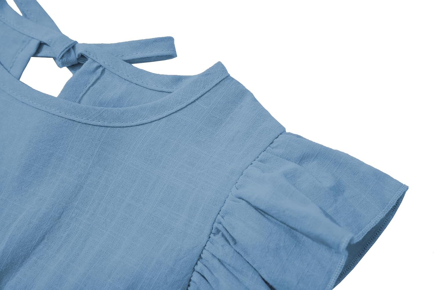 Toddler Baby Girls' Cotton-Linen Sundress with Ruffle Halter Sleeveless and Swing Dress - Image 5