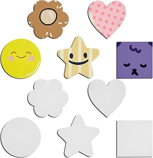 10pcs Magnetic Painting Canvas, Multiple Shapes Round Heart Shape Magnetic Canvas Boards for Painting Mini Canvas Painting Canvas Panels for Acrylic Watercolor Oil Painting