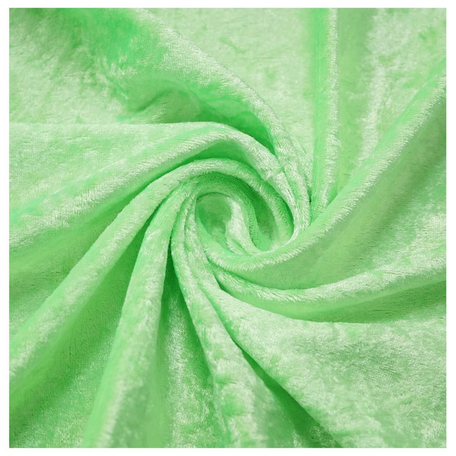 Shiny Crushed Velvet Fabric Premium Quality Velour Stretch Fancy Prom Dress Material Soft Furnishing 59" Extra Wide (Sold by The Metre) (Lime)