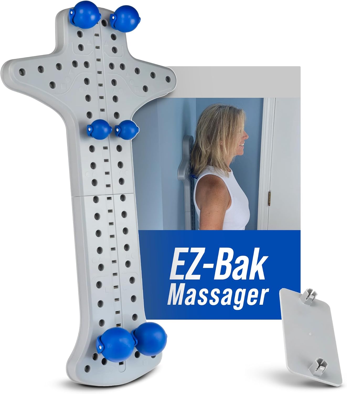 EZ-Bak Wall Mounted Roller Ball Neck and Back Massager - Deep Tissue Myofascial Release Tool, Adjustable Roller Balls for Trigger Point Therapy, Pain Relief, Flexibility, and Full Body Muscle Recovery
