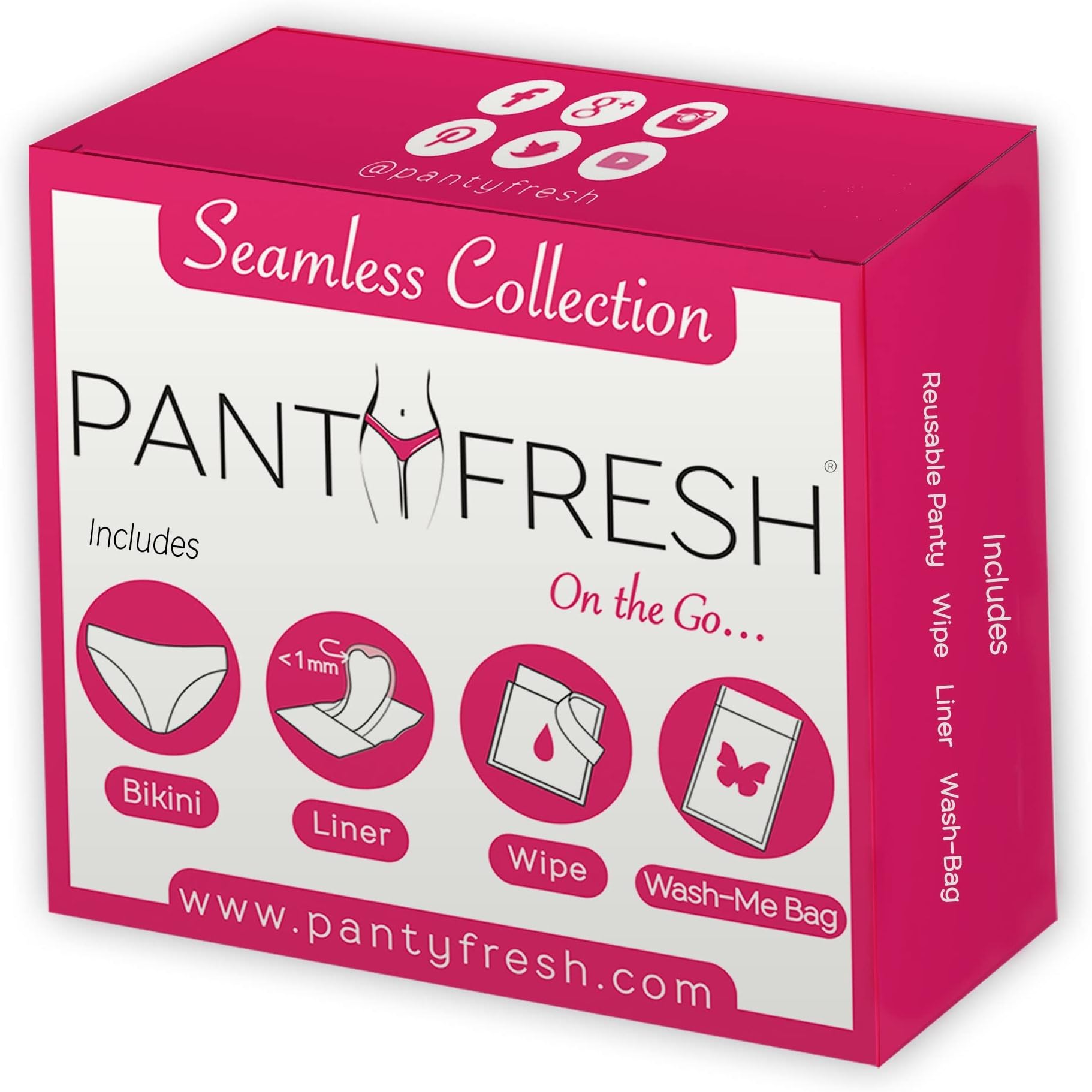 To Go Kit Includes 4 items Seamless Underwear, liner Wipe Great Travel Kit Period Feminine Hygiene Emergency, White, Small