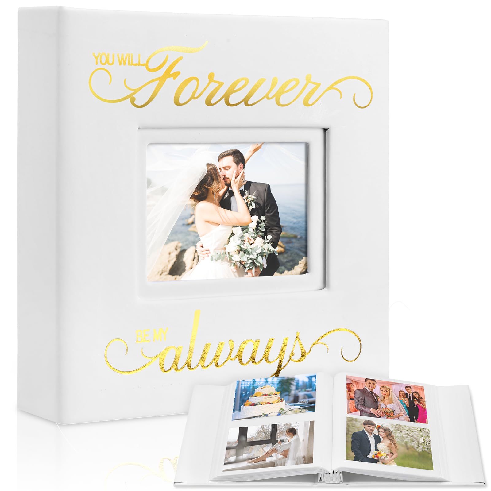 Dunzoom 200 sztuk skórzany album fotograficzny ślubny 10 x 16 cm okno ślubne album fotograficzny album z wycinkami prezenty ślubne dla nowożeńców