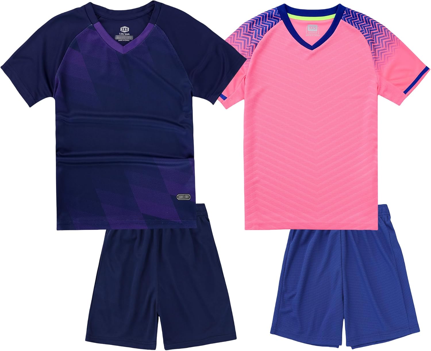 Hiheart Boys 2 Pack Soccer Jersey and Shorts Futsal Knit Set Football Training Uniform