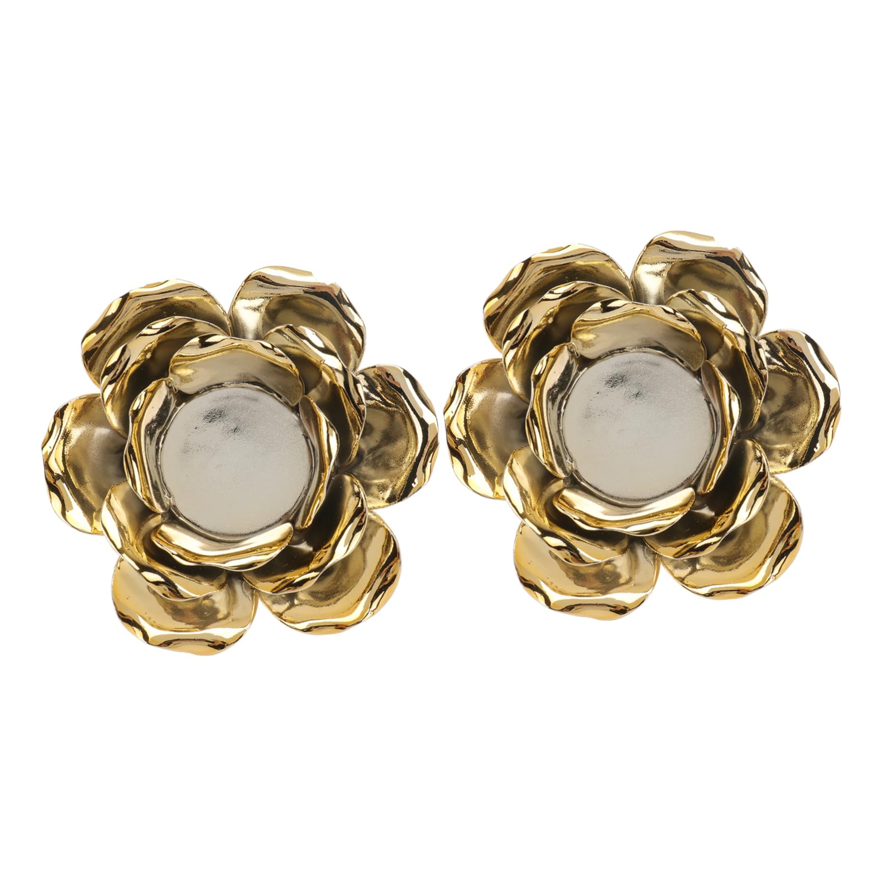 2 Stück Kerzenhalter in Blumenform aus Eisen, Gold für Tischdeko