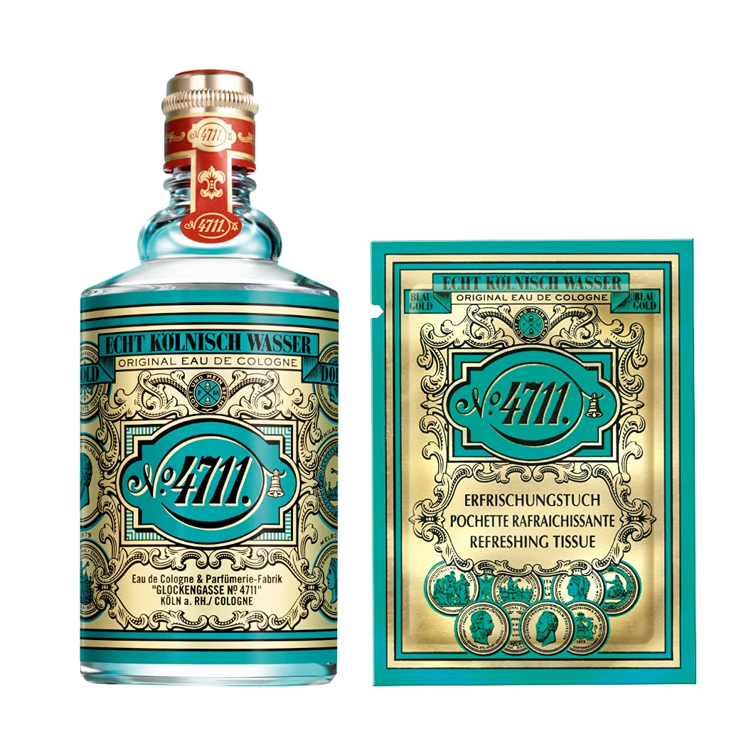 4711® Echt Kölnisch Wasser I VORTEILSPACK I Eau de Cologne 100ml Molanusflasche und 10 Stück Erfrischungstücher