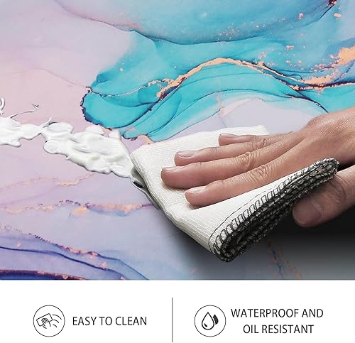 Miniatura 3 de Tapetes de cocina para piso, 2 piezas, antifatiga, tapete de cocina de mármol morado, impermeable, antideslizante, tapete de espuma viscoelástica