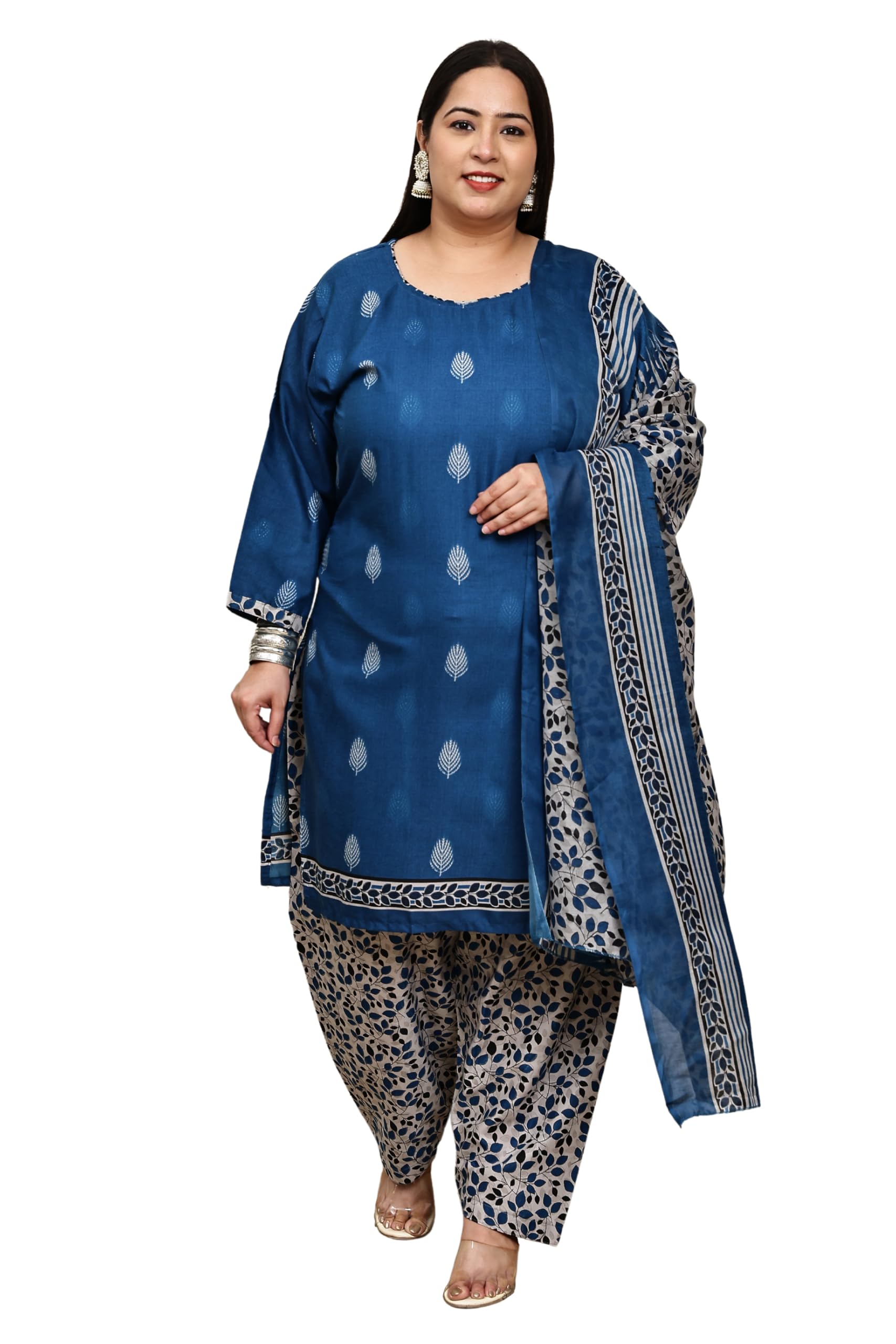 rajnandini Blue Cotton Blend Printed Plus Size Ready to Wear Patiala Salwar Suit (Readymade_P_JOPLVSRW5207X-P)-picture-21