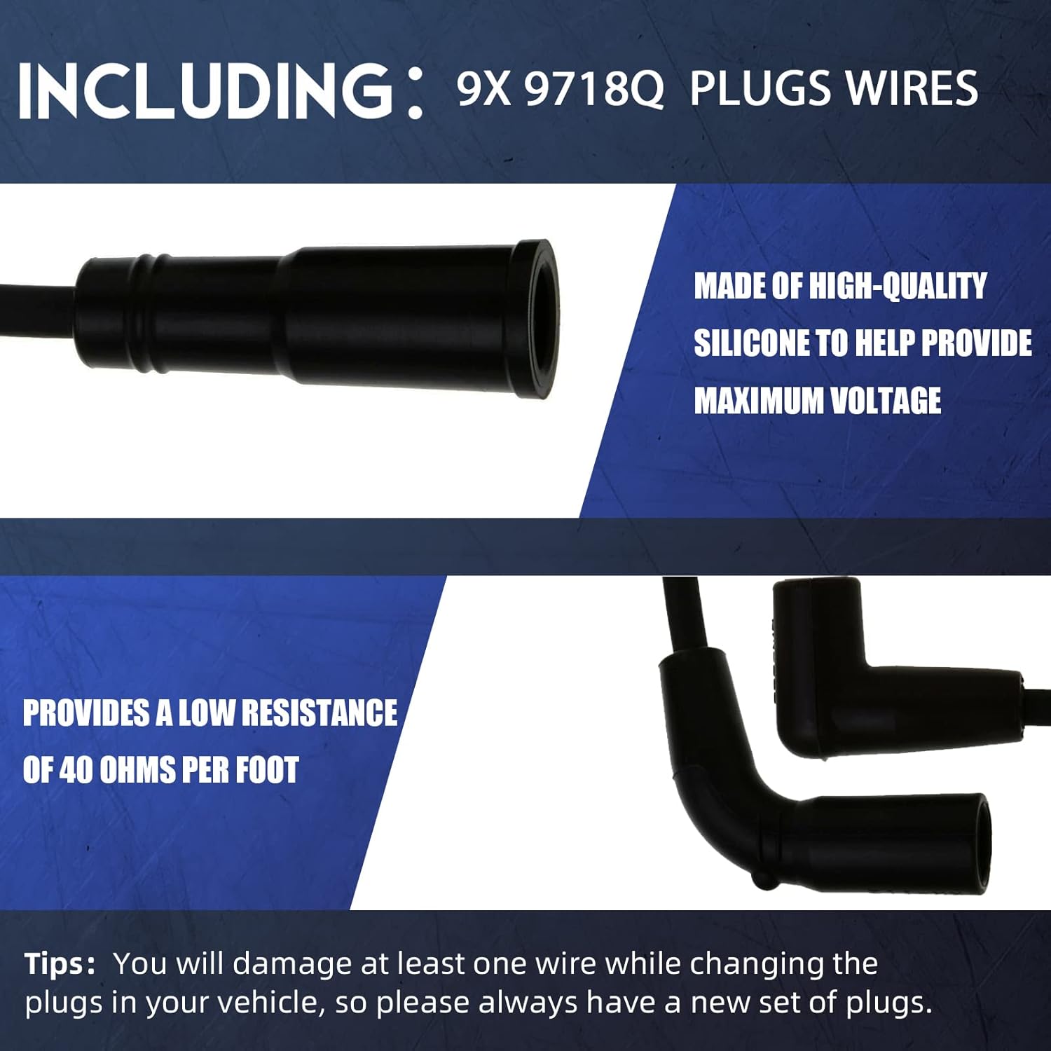 Spark Plugs and Wires Compatible with Chevy 5.7L 4.3L 5.0L, 41-993 Iridium Spark Plugs for 1996-2009 SILVERADO 1500 Tahoe Compatible with GMC S10 PICKUP BLAZER 19256067