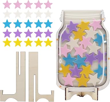KJMYYXGS Personalized Reward Jar Classroom Star Jar Reward System Classroom Class Reward Jar Incentive Jar Teacher Reward Jar for Kids Students Classroom Board Star A