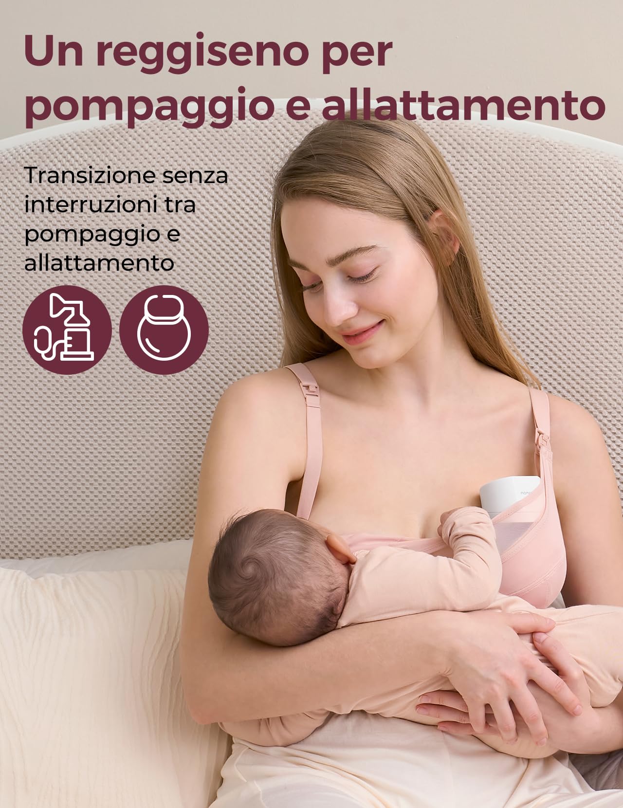 momcozy Reggiseno a Pompa, a Mani libere per 4C-8E, Comodo Reggiseno per Allattamento Taglie Forti, Pompe e Allattamento in Un