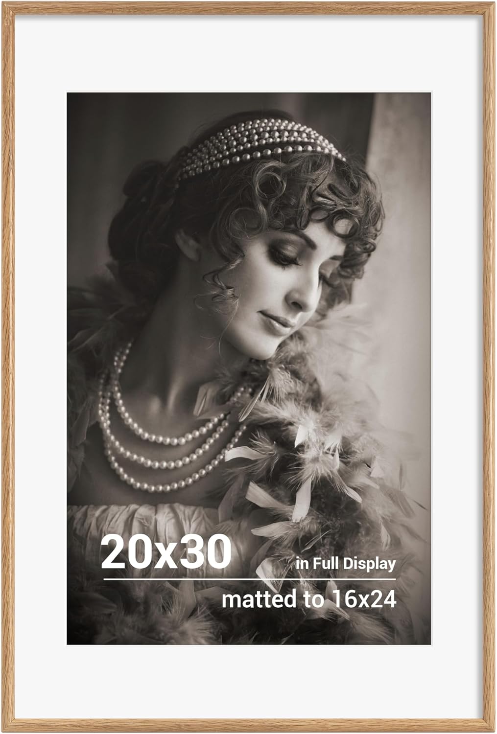 20x30 Poster Frame - Solid Oak Wood Picture Frames with HD Tempered Glass, Handcrafted Rounded Corner 20 x 30 Wooden Frame Matted to 16x24 Photos, Horizontal or Vertical Wall Display, 1 Pack