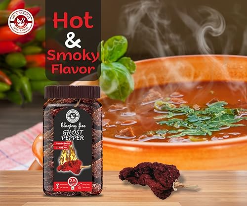 Miniatura 7 de Ghost Pepper Chili Entero (Bhut Jolokia Chili/Ghost Pepper Pod) – 2.5 oz/71 g, 100% puro, ahumado, picante y picante del mundo, añade un sabor