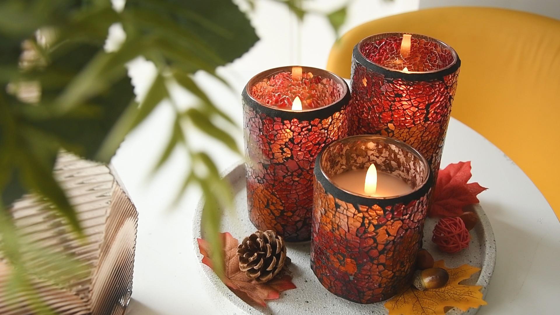 Amazon.com: TELOSMA LED Mosaic Flameless Candle, Red Yellow