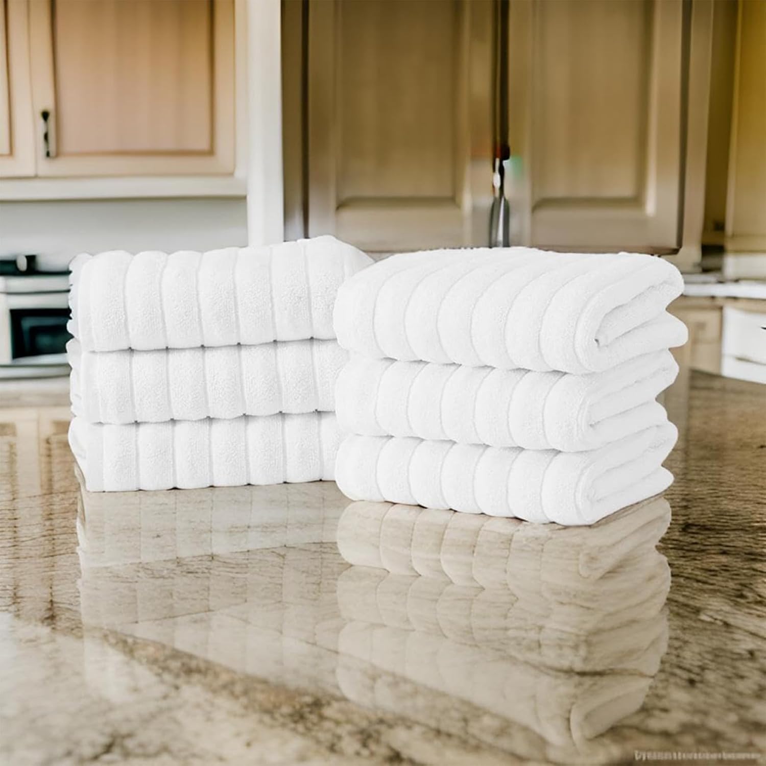 Classic Turkish Towels CTT Premium 6 Piece Hand Towels Set, 100% Turkish Cotton, Quick Dry & Comfy Towels for Hotel & Spa, Highly Absorbent | 20"x32" (White) - Image 6