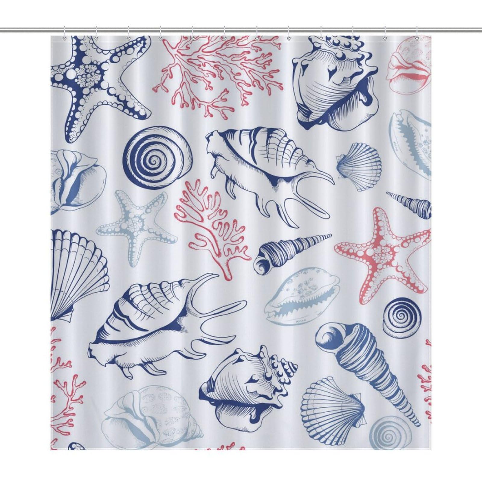 Rideau de douche de qualité supérieure motif coraux et étoiles de mer