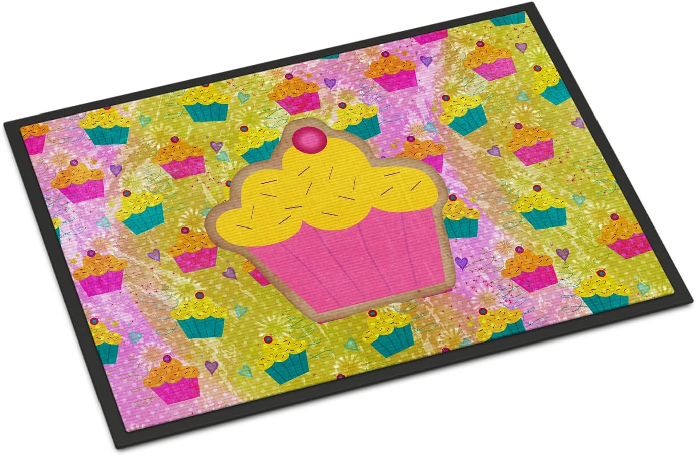 Caroline's Treasures SB3003MAT Cupcake Doormat 18x27 Front Door Mat Indoor Outdoor Rugs for Entryway, Non Slip Washable Low Pile, 18H X 27W