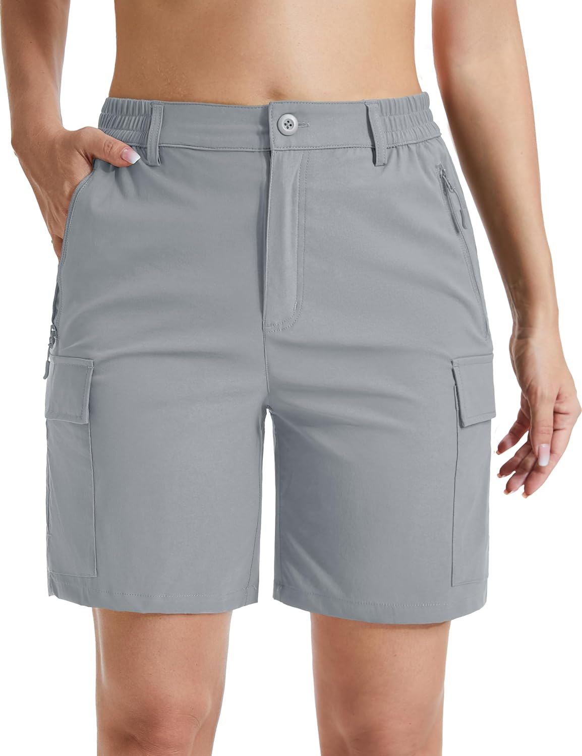 MAGCOMSEN Women's 7" Hiking Cargo Shorts Quick Dry Lightweight Golf Athlectic Casual Trendy Shorts with 5 Pockets