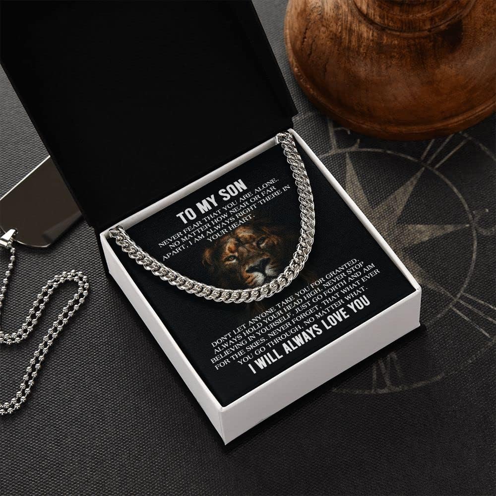 To My Son Cuban Chain Necklace From Mom, Son Necklace From Dad, Mother And Sons Necklaces, Sons Gifts from Father, Gifts for Him Birthday Christmas Anniversary Graduation Day - Image 5