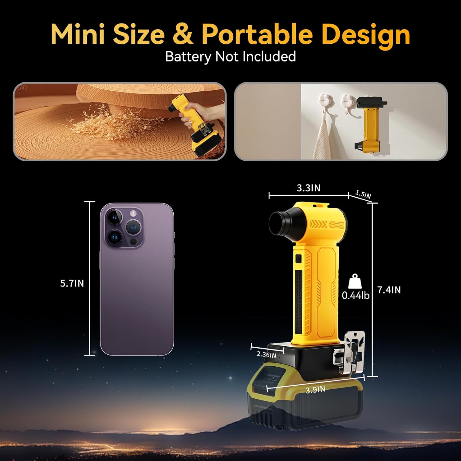 Compressed Air Duster Cordless Dust Blower for Dewalt 20V Battery, 130000RPM Brushless Turbo Fan Handheld Mini Jet Dry Blower for Keyboard Car Camping Workshop Home Cleaning(Battery Not Included) - Image 5