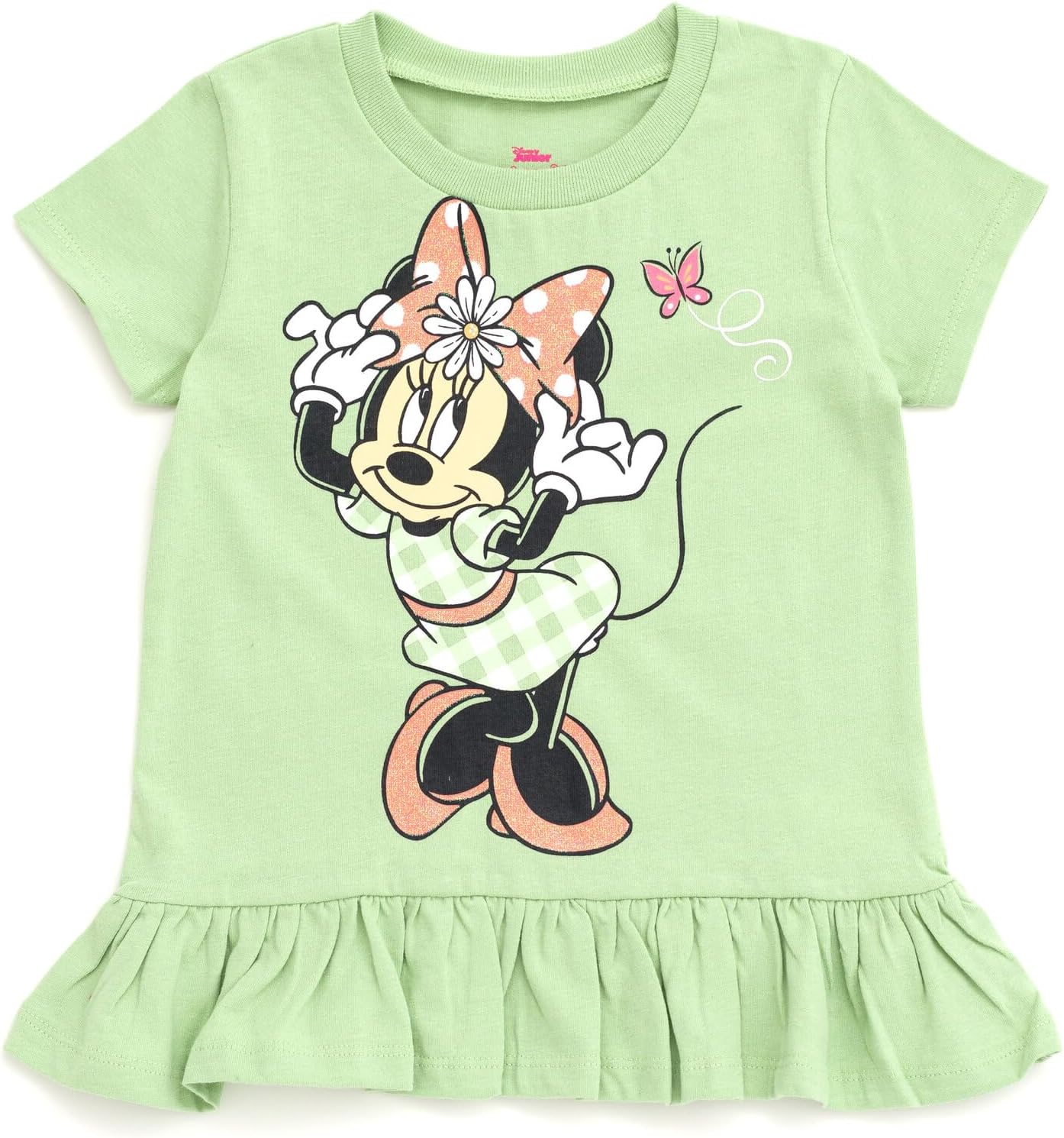 Disney Minnie Mouse Floral Girls Peplum T-Shirt and Leggings Outfit Set Toddler to Big Kid Sizes (2T - 10-12) - Image 3