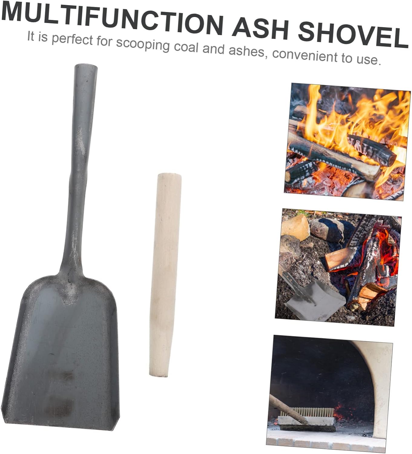 Long Handle Ash Shovel for Kitchen Stove and Fireplace Cleaning Heat Resistant Steel Handled Shovel for Household Use for Indoor/Outdoor Fire Pits Style