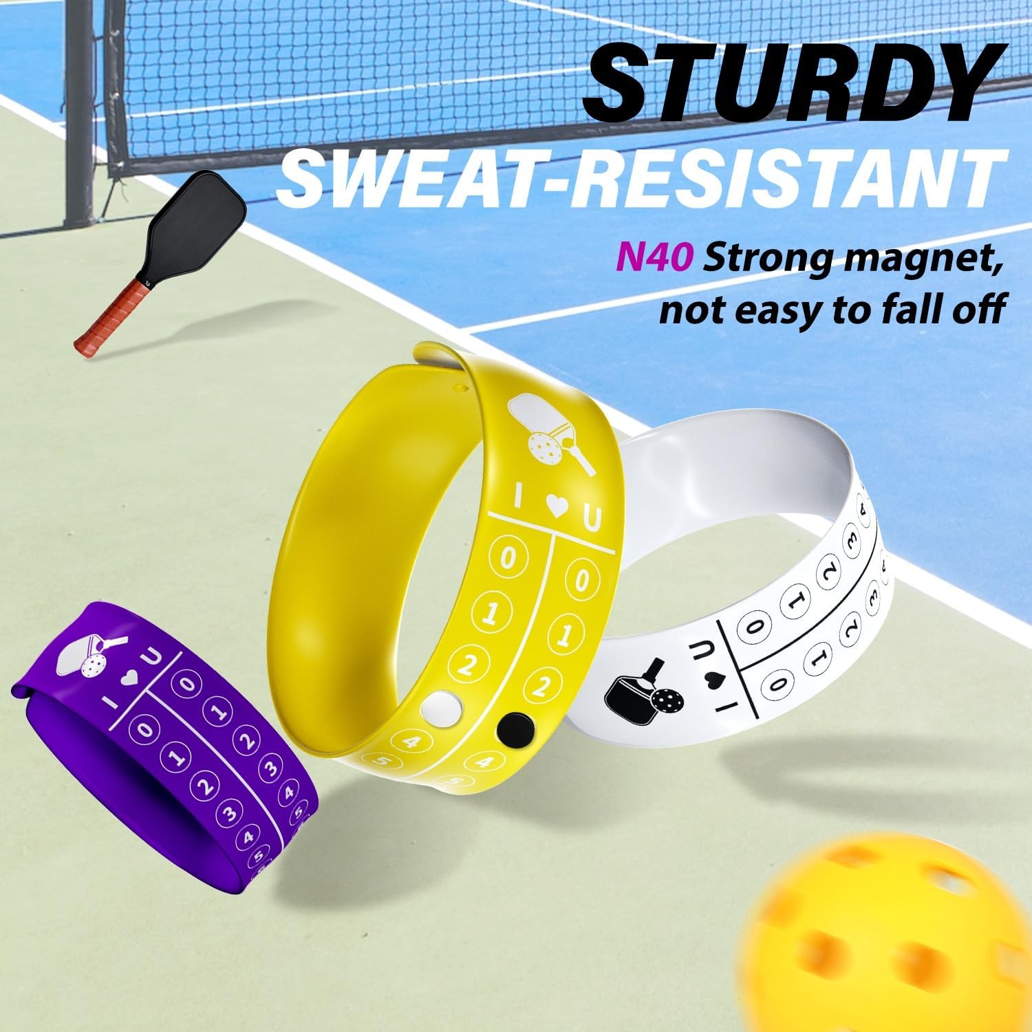 Pickleball Score Keeper, 8 Portable Scoreboard Counter Wristbands image 3